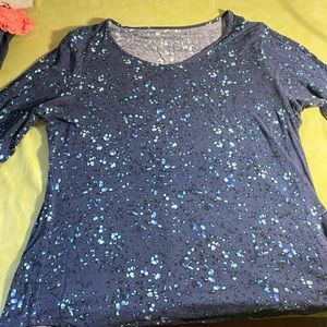 Blue splatter top